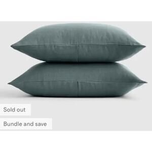 Quince European Linen Sham Set Standard 20X26 Ocean NWOT #32